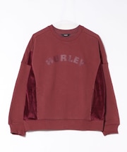 Hurley/長袖トレーナー スウェット クルーネック ロゴ 袖ライン 異素材ミックス 裏毛 セットアップ対応 WCFL252022 ハーレー レディース ムラサキスポーツ