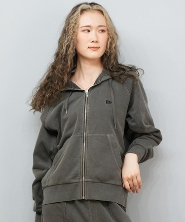 NEWERA/ジップアップ パーカー 裏毛 スウェット フルジップフーディー ガーメントダイ スレート 14674664 ニューエラ レディース ムラサキスポーツ