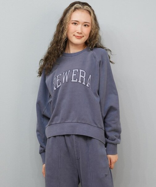 NEWERA/長袖トレーナー 裏毛 オーバーサイズド スウェット クルーネック ガーメントダイ スレート 14674711 ニューエラ レディース ムラサキスポーツ