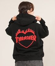 THRASHER/ジップアップ パーカー スウェット フーディー ロゴ バーニング ハート バックプリント 裏毛 254TH2PK051 スラッシャー レディース ムラサキスポーツ