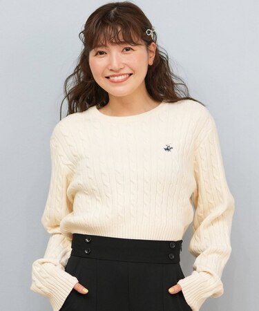 BEVERLY HILLS POLO CLUB/ニット セーター クロップド丈 ショート丈 ケーブル編み 5487-6752 ビバリーヒルズポロクラブ レディース ムラサキスポーツ