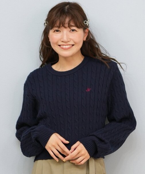 BEVERLY HILLS POLO CLUB/ニット セーター クロップド丈 ショート丈 ケーブル編み 5487-6752 ビバリーヒルズポロクラブ レディース ムラサキスポーツ