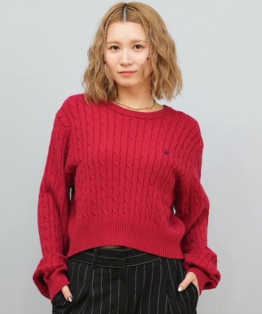 BEVERLY HILLS POLO CLUB/ニット セーター クロップド丈 ショート丈 ケーブル編み 5487-6752 ビバリーヒルズポロクラブ レディース ムラサキスポーツ