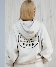 RVCA/ジップアップ パーカー バックプリント ロゴ 裏起毛 COURT ZIP HOODIE BF044-015 ルーカ レディース ムラサキスポーツ