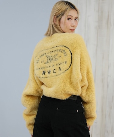 RVCA/ニット セーター クロップド丈 ショート丈 ロゴ LOOSE FIT JQ KNIT BF044-652 ルーカ レディース ムラサキスポーツ