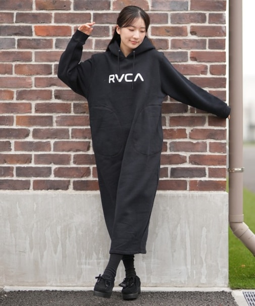 RVCA/ワンピース パーカー スウェット 裏起毛 CLASSIC HOODED LONG DRESS BF044-P35 ルーカ レディース ムラサキスポーツ