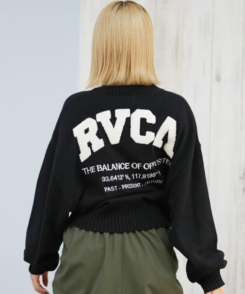 RVCA/ニット セーター バックプリント ロゴ ARCH RVCA MATCH CREW KNIT BF044-P65 ルーカ レディース ムラサキスポーツ
