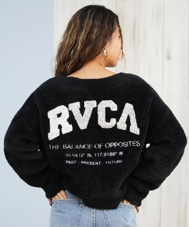 RVCA/ニット セーター カーディガン バックプリント ロゴ BF044-P66 ルーカ レディース ムラサキスポーツ