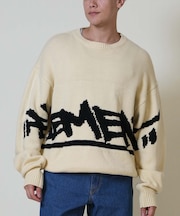 ELEMENT/ニット セーター ビッグシルエット ロゴ TAG KNIT BF022-650 エレメント メンズ ムラサキスポーツ