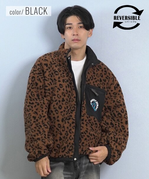 SANTACRUZ/アウター リバーシブル ジャケット ボア レオパード柄 MFG Hand MONO REVERSIBLE BOA JACKET 502254101 サンタクルーズ メンズ ムラサキスポーツ