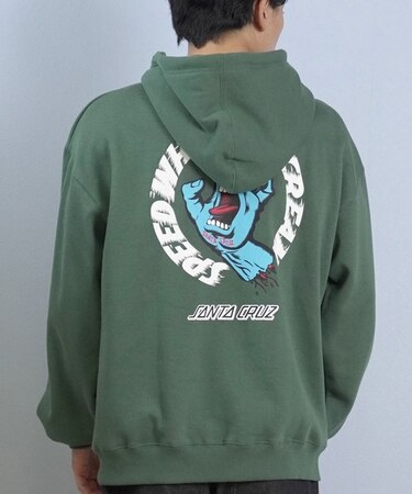 SANTACRUZ/長袖プルオーバー パーカー バックプリント ロゴ 裏起毛 502254302 サンタクルーズ メンズ ムラサキスポーツ