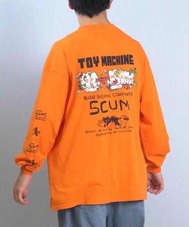 TOYMACHINE/長袖 Tシャツ ロンT バックプリント 袖プリント ロゴ オーバーサイズ MTMFFLT1 トイマシーン メンズ ムラサキスポーツ