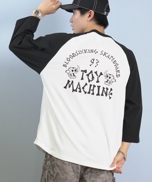 TOYMACHINE/七分 長袖 Tシャツ ロンT ラグラン バックプリント ロゴ オーバーサイズ MTMFFLT4 トイマシーン メンズ ムラサキスポーツ