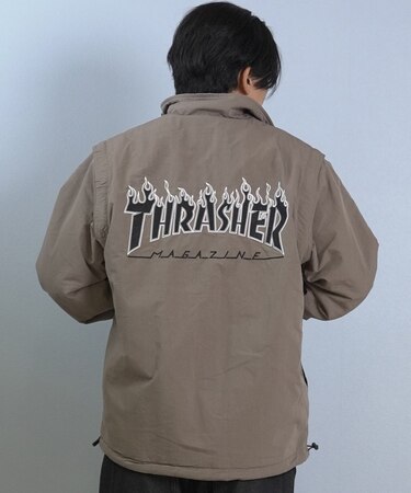 THRASHER/254TH1JK072 リバーシブル 4WAY ジャケット ロゴ 刺繍 フリース アウター スラッシャー メンズ ムラサキスポーツ