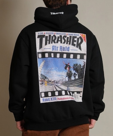 THRASHER/254TH1PK066 プルオーバー パーカー 長袖 裏起毛 スウェット フーディー バックプリント スラッシャー メンズ ムラサキスポーツ