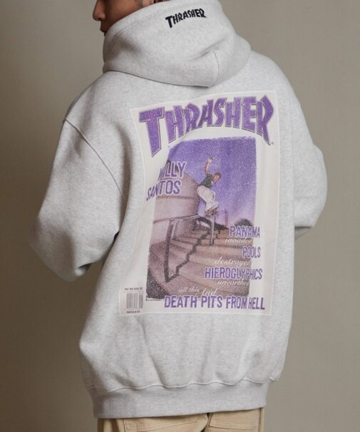 THRASHER/254TH1PK067 プルオーバー パーカー 長袖 裏起毛 スウェット フーディー バックプリント スラッシャー メンズ ムラサキスポーツ