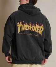 THRASHER/254TH1PK070 ジップアップ パーカー  ピグメント加工 ミニ裏毛 スウェット フーディー バックプリント スラッシャー メンズ ムラサキスポーツ