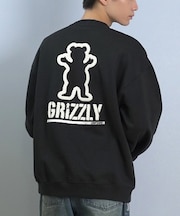 GRIZZLY/G25FW-4302 EMBROIDERY BEAR CREW NECK  長袖 裏起毛 クルーネックトレーナー スウェット バックプリント グリズリー メンズ ムラサキスポーツ