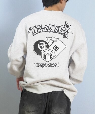 【限定】DC SHOES/裏起毛 DPO254059M トレーナー スウェット クルーネック バックプリント ディーシーシューズ メンズ ムラサキスポーツ限定