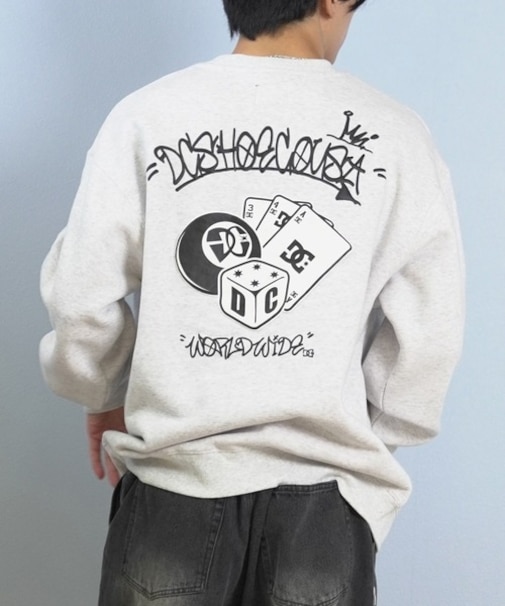 【限定】DC SHOES/裏起毛 DPO254059M トレーナー スウェット クルーネック バックプリント ディーシーシューズ メンズ ムラサキスポーツ限定