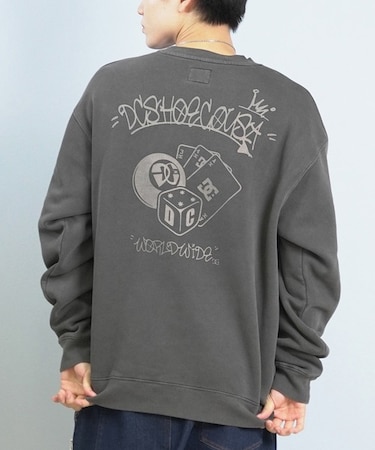 【限定】DC SHOES/裏起毛 DPO254059M トレーナー スウェット クルーネック バックプリント ディーシーシューズ メンズ ムラサキスポーツ限定