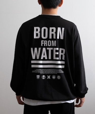 Hurley/SWEAT BORN FROM WATER CREW MCFL252014 裏毛 トレーナー スウェット クルーネック バックプリント ハーレー メンズ ムラサキスポーツ