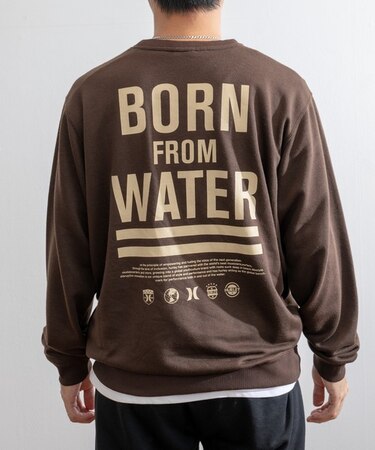 Hurley/SWEAT BORN FROM WATER CREW MCFL252014 裏毛 トレーナー スウェット クルーネック バックプリント ハーレー メンズ ムラサキスポーツ