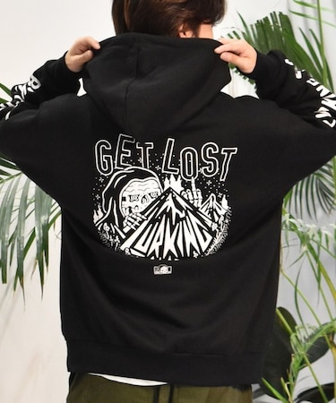 【限定】LURKING CLASS/裏起毛 ST24HUM01 ジップアップ パーカー スウェット フーディー バックプリント ラーキングクラス メンズ ムラサキスポーツ限定