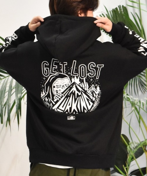 【限定】LURKING CLASS/裏起毛 ST24HUM01 ジップアップ パーカー スウェット フーディー バックプリント ラーキングクラス メンズ ムラサキスポーツ限定