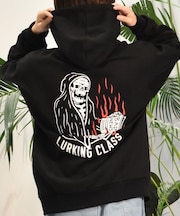 【限定】LURKING CLASS/裏起毛 ST24HUM02 プルオーバー パーカー スウェット フーディー バックプリント ラーキングクラス メンズ ムラサキスポーツ限定