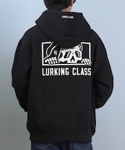 【限定】LURKING CLASS/LC LOGO FLOCKY FLZIP HD ST25FUM02  裏起毛 ジップアップ パーカー スウェット フーディー バックプリント ラーキングクラス メンズ ムラサキスポーツ限定