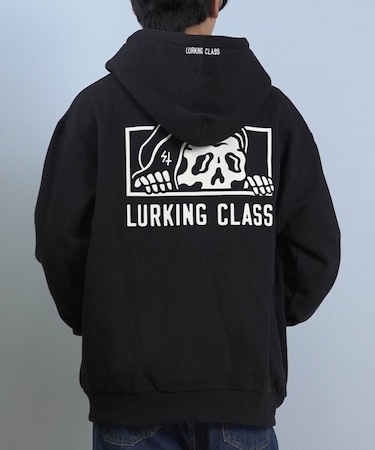 【限定】LURKING CLASS/LC LOGO FLOCKY FLZIP HD ST25FUM02  裏起毛 ジップアップ パーカー スウェット フーディー バックプリント ラーキングクラス メンズ ムラサキスポーツ限定