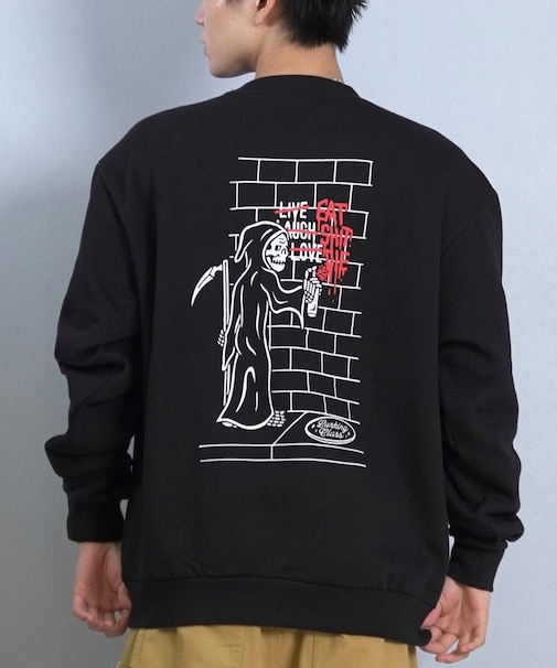 【限定】LURKING CLASS/EAT SHIT DIE CREW ST25FUM04 裏起毛 トレーナー スウェット クルーネック バックプリント ラーキングクラス メンズ ムラサキスポーツ 限定