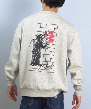 【限定】LURKING CLASS/EAT SHIT DIE CREW ST25FUM04 裏起毛 トレーナー スウェット クルーネック バックプリント ラーキングクラス メンズ ムラサキスポーツ 限定