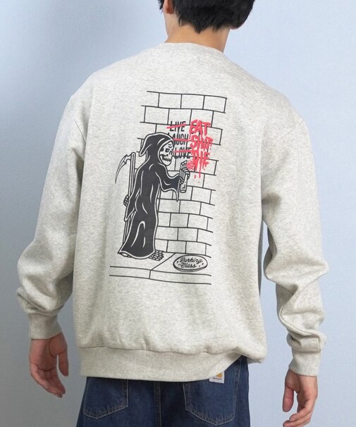 【限定】LURKING CLASS/EAT SHIT DIE CREW ST25FUM04 裏起毛 トレーナー スウェット クルーネック バックプリント ラーキングクラス メンズ ムラサキスポーツ 限定