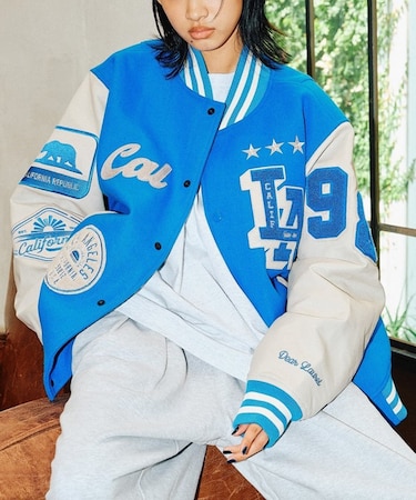 【限定】DEARLAUREL× Pla-Jac/LA VARSITY JACKET D25F-0101 スタジアム ジャケット 防風 スタジャン アウター ディアローレル×プラジャック メンズ ムラサキスポーツ限定