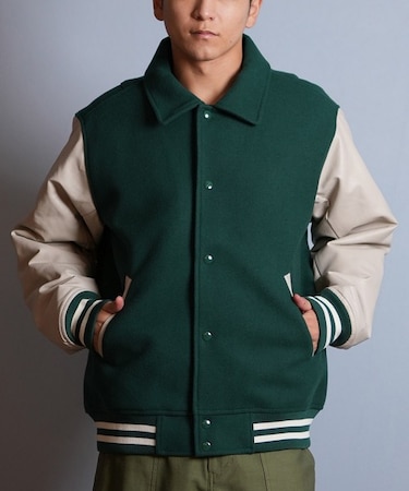 【限定】DEARLAUREL× Pla-Jac/VARSITY JACKET D25F-0102 スタジアム ジャケット 防風 スタジャン アウター ディアローレル×プラジャック メンズ ムラサキスポーツ限定
