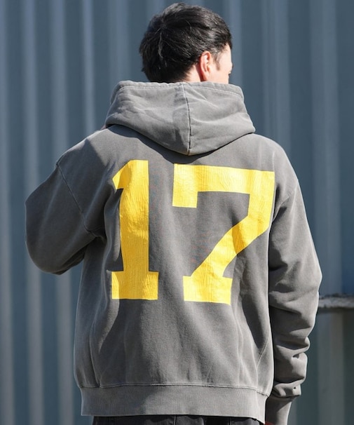 【限定】DEARLAUREL/DL25F-JM1201 ジップアップ パーカー バックプリント 古着風 ヴィンテージ加工 ディアローレル メンズ ムラサキスポーツ限定