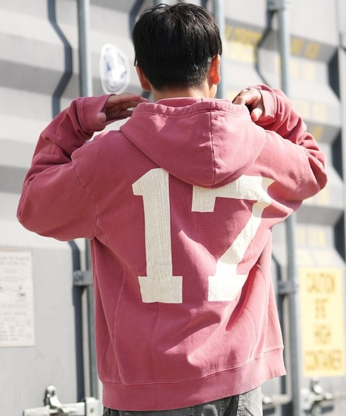 【限定】DEARLAUREL/DL25F-JM1201 ジップアップ パーカー バックプリント 古着風 ヴィンテージ加工 ディアローレル メンズ ムラサキスポーツ限定