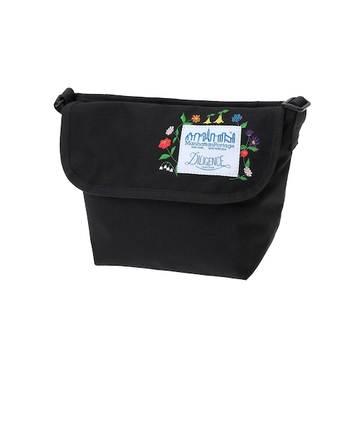 ManhattanPortage×DILIGENCE PARLOUR/NYLON MESSENGER BAG MG MP1603BPDMGNDPL ショルダーバッグ 撥水 刺繍 花 フラワー マンハッタンポーテージ レディース ムラサキスポーツ