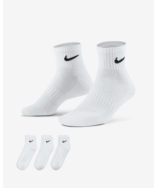 NIKE/SX7667-100 エブリデイ クッション クウォーター ソックス(3足セット) 靴下 ナイキ ユニセックス メンズ レディース ムラサキスポーツ