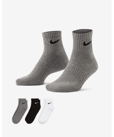 NIKE/SX7667-964 エブリデイ クッション クウォーター ソックス(3足セット) 靴下 ナイキ ユニセックス メンズ レディース ムラサキスポーツ