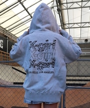 【限定】X-GIRL/105254012027 ジップアップ パーカー バックロゴ 裏毛 エックスガール レディース ムラサキスポーツ限定