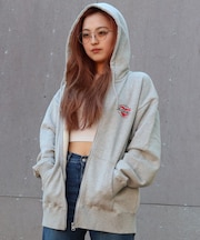 X-GIRL/105254012028 ジップアップ パーカー オーバーサイズ HEART LG ZIP SWT HD エックスガール レディース ムラサキスポーツ