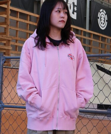 X-GIRL/105254012028 ジップアップ パーカー オーバーサイズ HEART LG ZIP SWT HD エックスガール レディース ムラサキスポーツ　