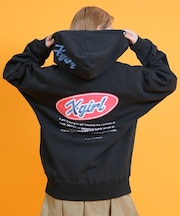 【限定】X-GIRL/105254012029 ジップアップ パーカー オーバーサイズ SLT OVAL LG ZIP SW HD エックスガール レディース ムラサキスポーツ限定