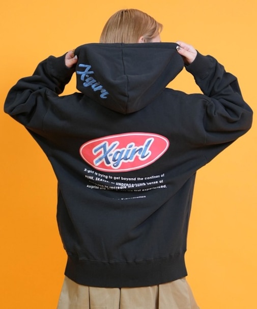 【限定】X-GIRL/105254012029 ジップアップ パーカー オーバーサイズ SLT OVAL LG ZIP SW HD エックスガール レディース ムラサキスポーツ限定