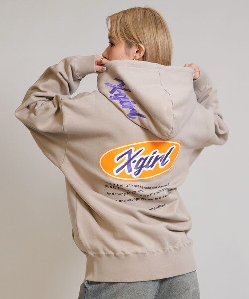 限定】X-GIRL/105254012029 ジップアップ パーカー オーバーサイズ SLT