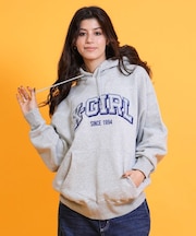 【限定】X-GIRL/105254012030 プルオーバーパーカー オーバーサイズ COLLEGE LOGO SWT HD エックスガール レディース ムラサキスポーツ限定