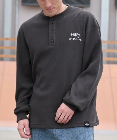 TOYMACHINE/VIDEO #9 THERMAL LONG TEE MTMPGLT4 ワッフルTシャツ 長袖 ヘンリーネック トイマシーン メンズ ムラサキスポーツ